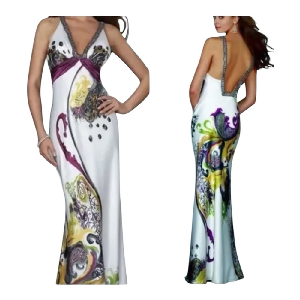 La Femme Satin Beaded Embellished Prom/ Formal Evening Gown size 00 XXS